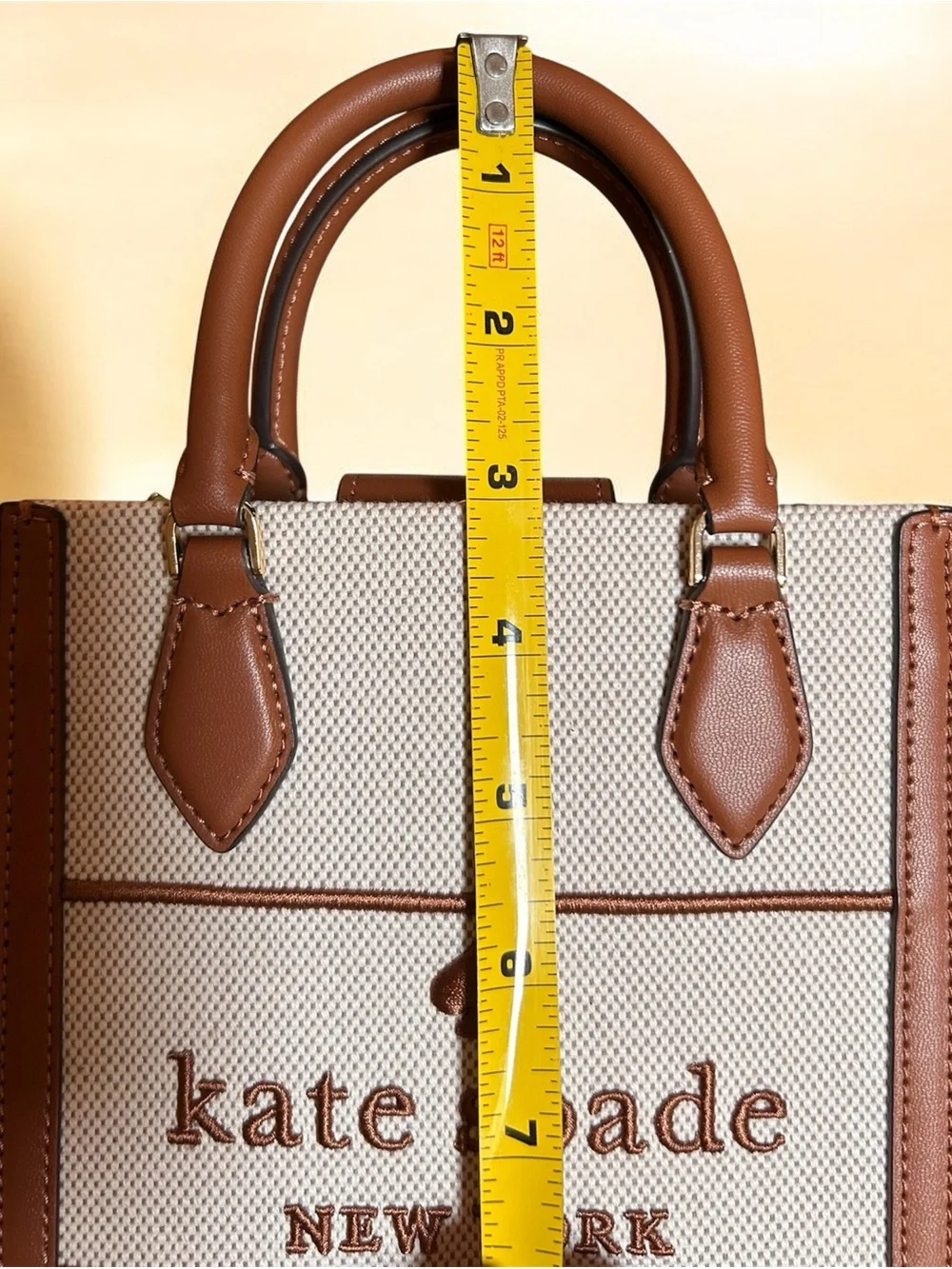 Kate Spade New York Canvas Mini Tote Crossbody with Brown Leather Trim NWT
